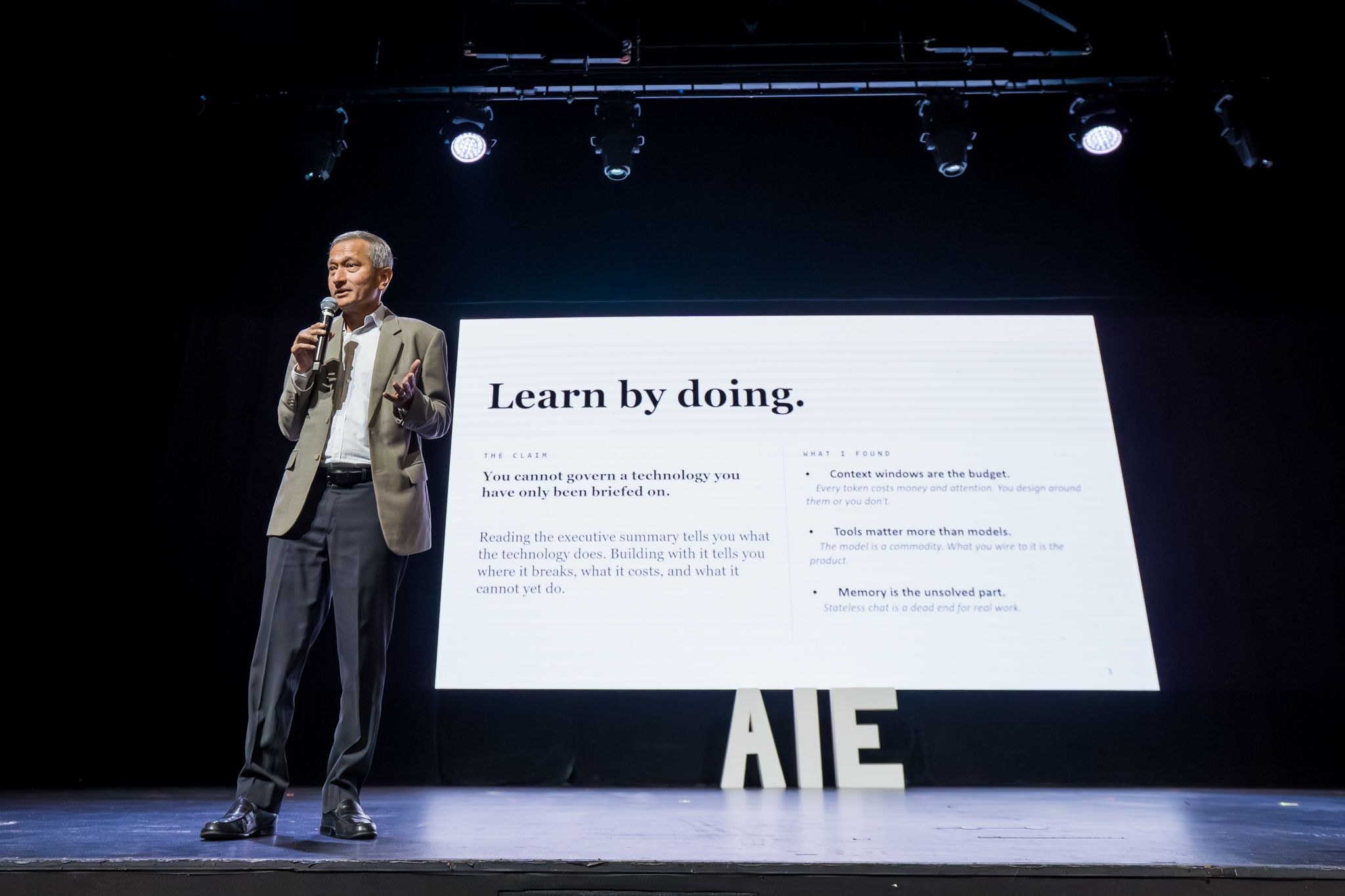 Singapore Foreign Affairs Minister Vivian Balakrishnan presenting his personal AI system