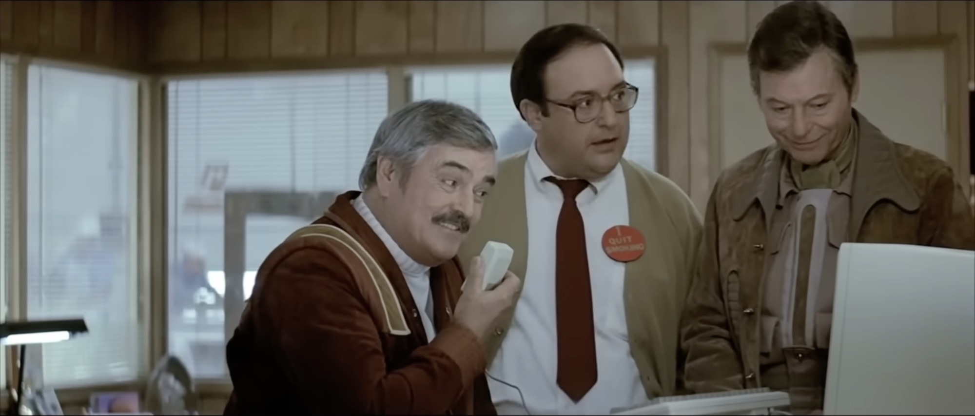 Scotty in Star Trek IV, speaking into a computer mouse: "Hello, computer."